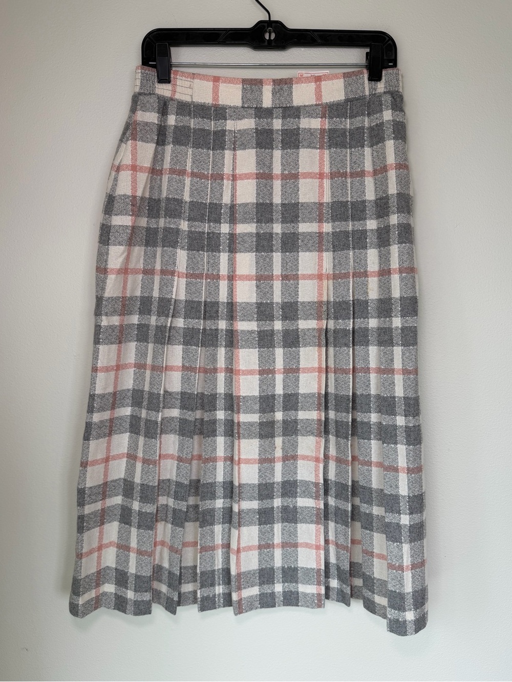 Vintage Collections Internationale Wool Plaid Pleated Midi Skirt 80s 90s Cottage